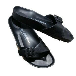 Birkenstock Black Rubber Foam Strap Sandals Almost Perfect Sz 39, US W 8.5 #1262